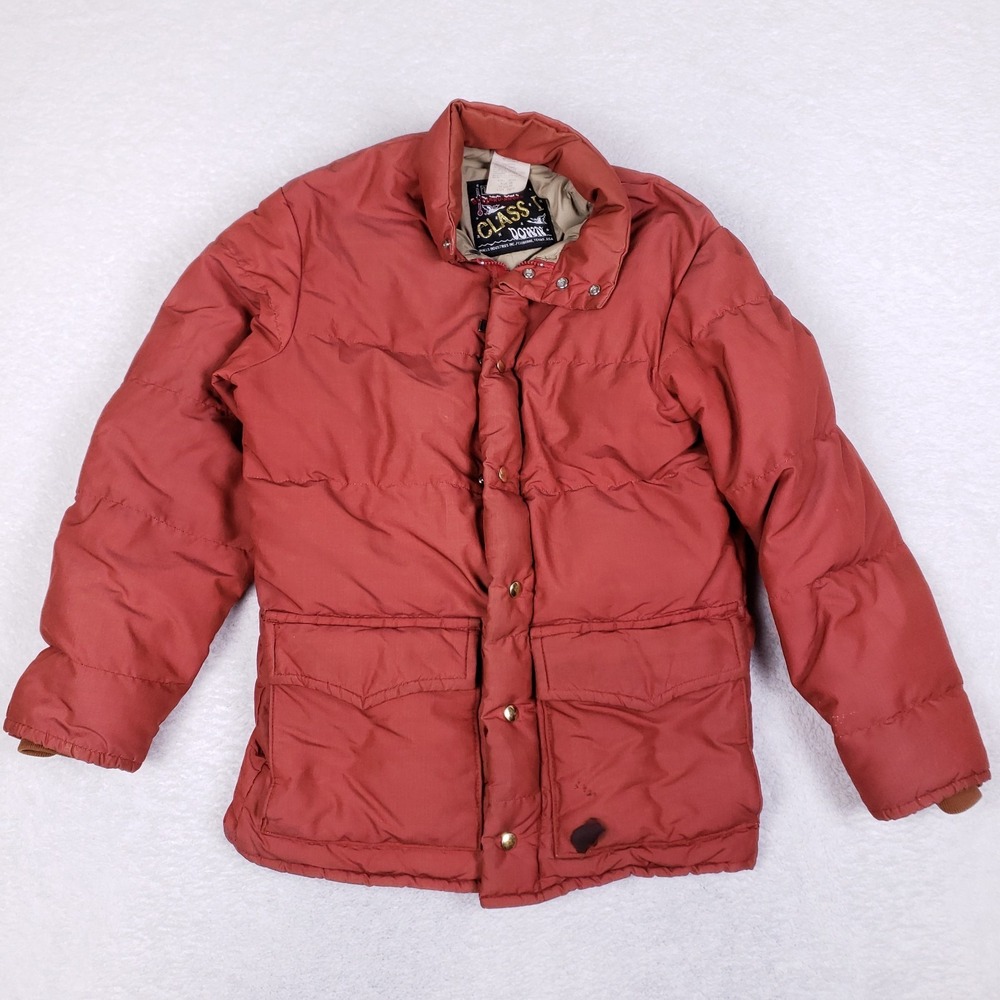 Vintage‎ Walls Blizzard Pruf Down Jacket Class I 36 Reg Rust Red USA Made Sz L